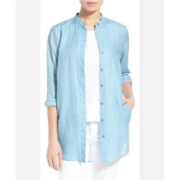 Eileen Fisher Mandarin Collar linen Tunic - Picture 2 of 9
